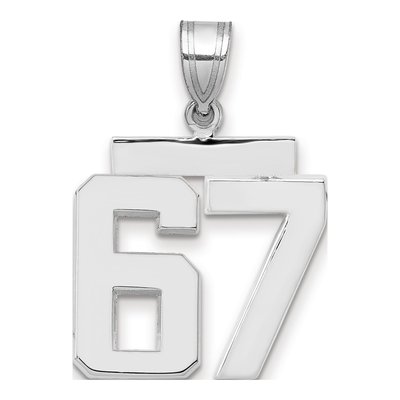 14K White Gold Number 67 Pendant