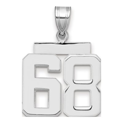 14K White Gold Number 68 Pendant
