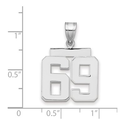 14K White Gold Number 69 Charm – view 2