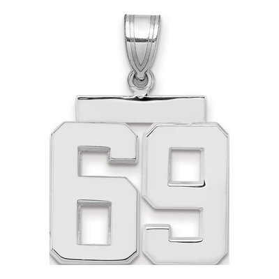 14K White Gold Number 69 Charm