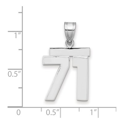 14K White Gold Number 71 Pendant – view 2