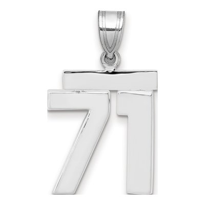 14K White Gold Number 71 Pendant