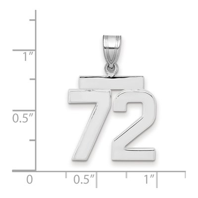 14K White Gold Number 72 Pendant – view 2