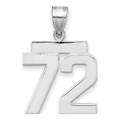 14K White Gold Number 72 Pendant