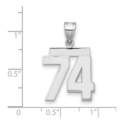14K White Gold Number 74 Pendant – view 2