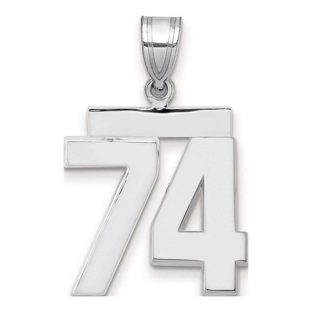 14K White Gold Number 74 Pendant