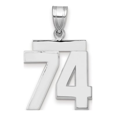 14K White Gold Number 74 Pendant