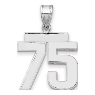 14K White Gold Number 75 Pendant