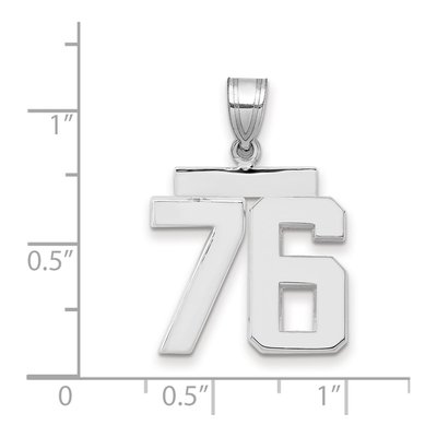 14K White Gold Number 76 Pendant – view 2