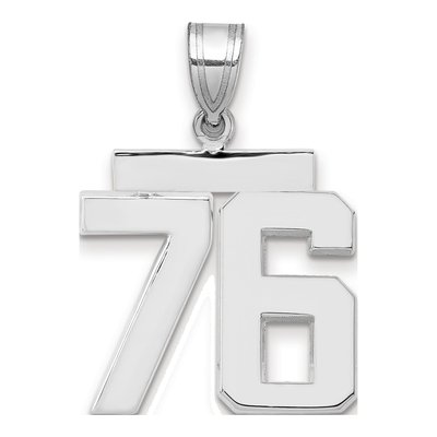 14K White Gold Number 76 Pendant