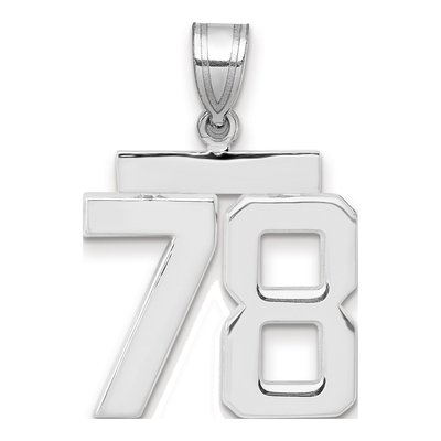 14K White Gold Number 78 Pendant