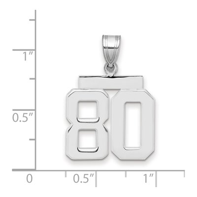 14K White Gold Number 80 Pendant – view 2
