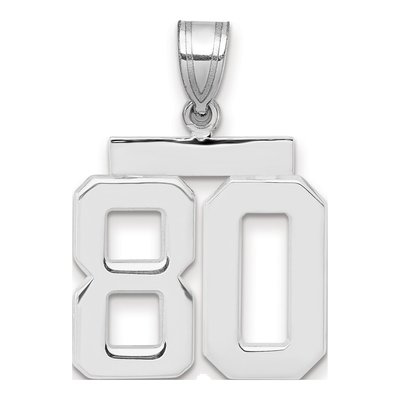 14K White Gold Number 80 Pendant