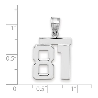 14K White Gold Number 81 Pendant – view 2