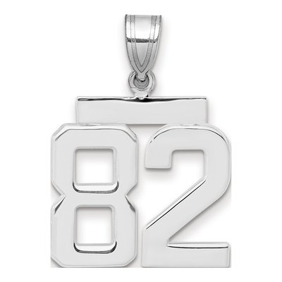14K White Gold Number 82 Pendant