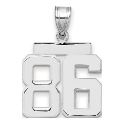 14K White Gold Number 86 Pendant
