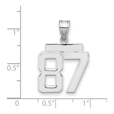 14K White Gold Number 87 Pendant – view 2