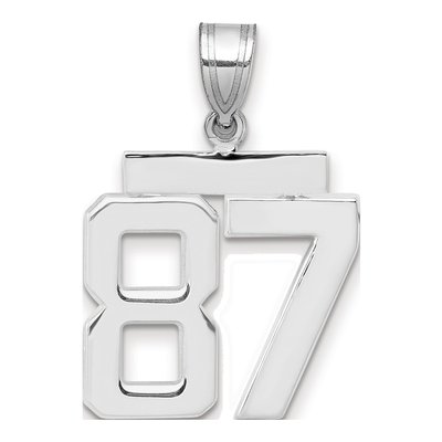 14K White Gold Number 87 Pendant