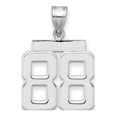 14K White Gold Number 88 Charm