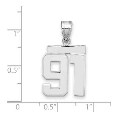 14K White Gold Number 91 Charm – view 2