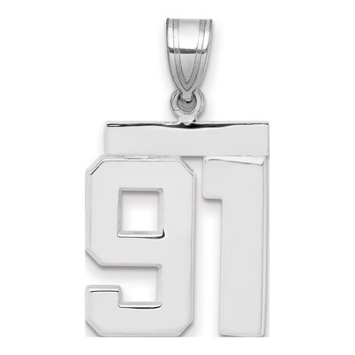 14K White Gold Number 91 Charm