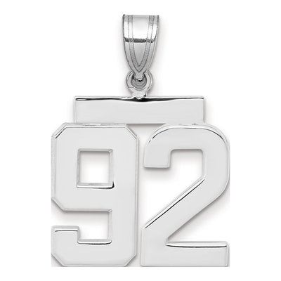 14K White Gold Number 92 Charm