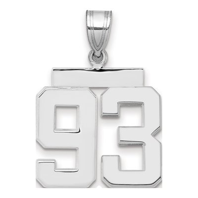 14K White Gold Number 93 Charm