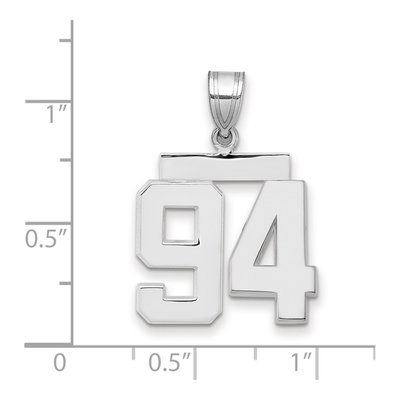 14K White Gold Number 94 Pendant – view 2