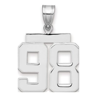 14K White Gold Number 98 Charm