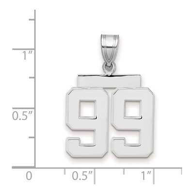 14K White Gold Number 99 Pendant – view 2