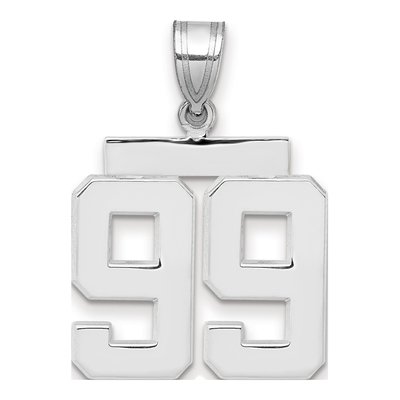 14K White Gold Number 99 Pendant