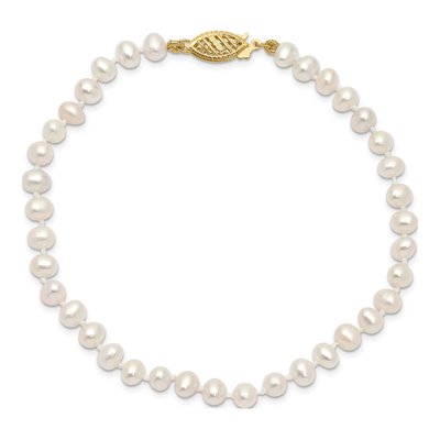 14K Yellow Gold Freshwater Cultured Pearl Near Round Bracelet – view 3