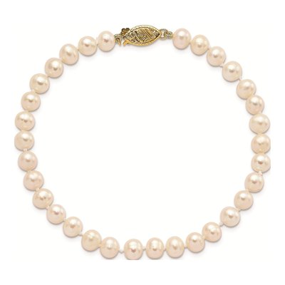 14K Yellow Gold Freshwater Cultured Pearl Near-Round Bracelet – view 4
