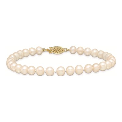 14K Yellow Gold Freshwater Cultured Pearl Near Round Bracelet – view 3