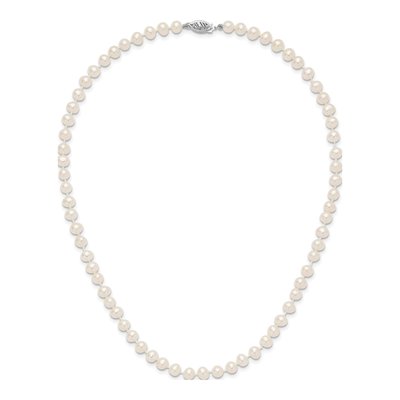 14K White Gold Freshwater Cultured Pearl Near Round Necklace – view 4