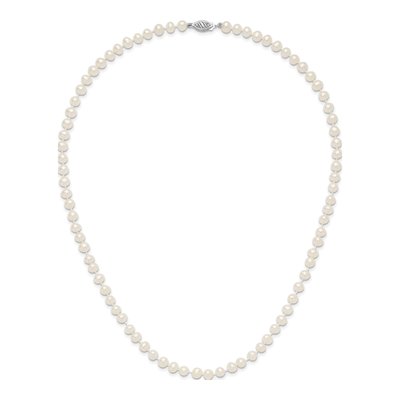 14K White Gold Freshwater Cultured Pearl Near Round Necklace – view 4