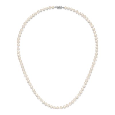 14K White Gold Freshwater Cultured Pearl Near Round Necklace – view 4