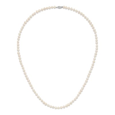 14K White Gold Freshwater Cultured Pearl Near Round Necklace – view 4