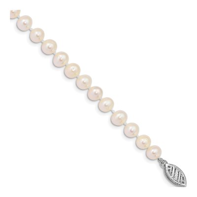 14K White Gold Freshwater Cultured Pearl Near Round Bracelet