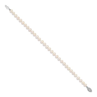 14K White Gold Freshwater Cultured Pearl Near Round Bracelet – view 2