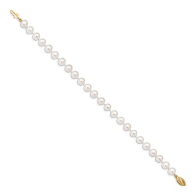 14K Yellow Gold Freshwater Cultured Pearl Near Round Bracelet – view 2