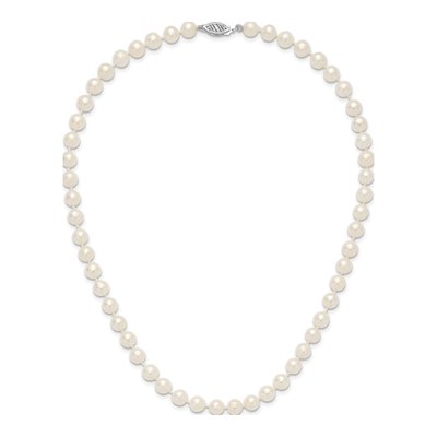 14K White Gold Freshwater Cultured Pearl Near Round Necklace – view 4