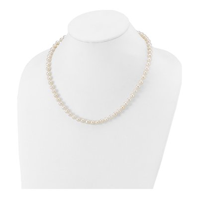14K White Gold Freshwater Cultured Pearl Near Round Necklace – view 3