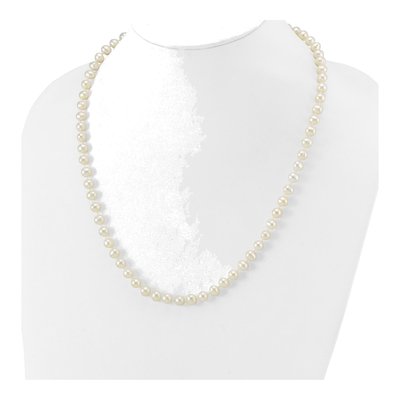14K White Gold Freshwater Cultured Pearl Near Round Necklace – view 3