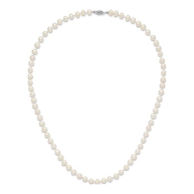 14K White Gold Freshwater Cultured Pearl Near Round Necklace – view 4