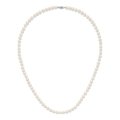14K White Gold Freshwater Cultured Pearl Near Round Necklace – view 4