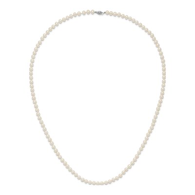 14K White Gold Freshwater Cultured Pearl Near Round Necklace – view 4