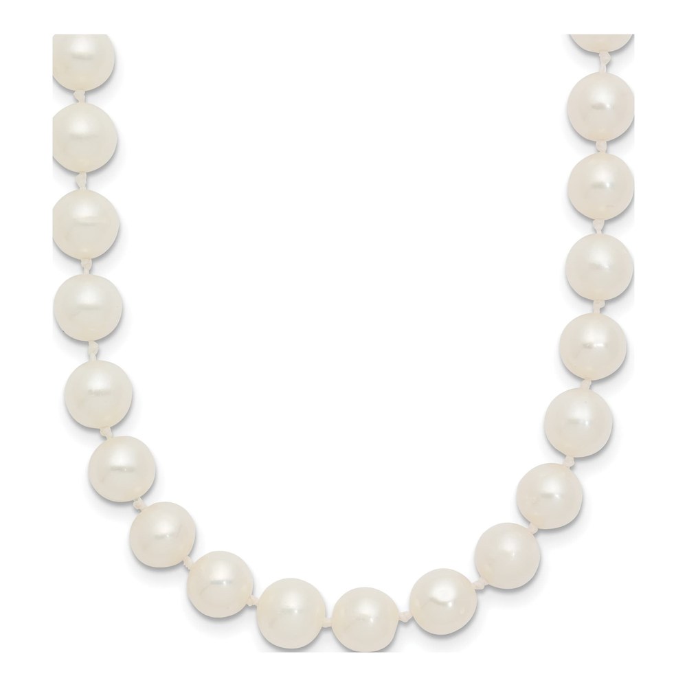 14K White Gold Rhodium-Plated 6-7mm White Near Round Freshwater Cultured Pearl 28 Inch Necklace with Pearl Clasp