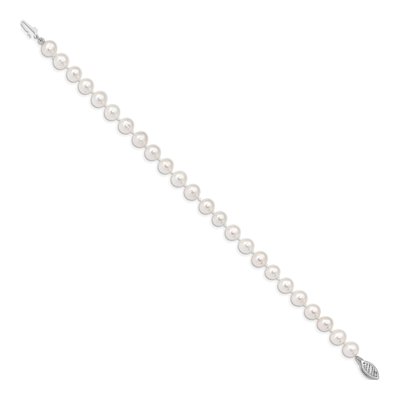14K White Gold Freshwater Cultured Pearl Near Round Bracelet – view 2
