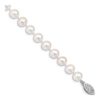 14K White Gold Freshwater Cultured Pearl Near Round Bracelet